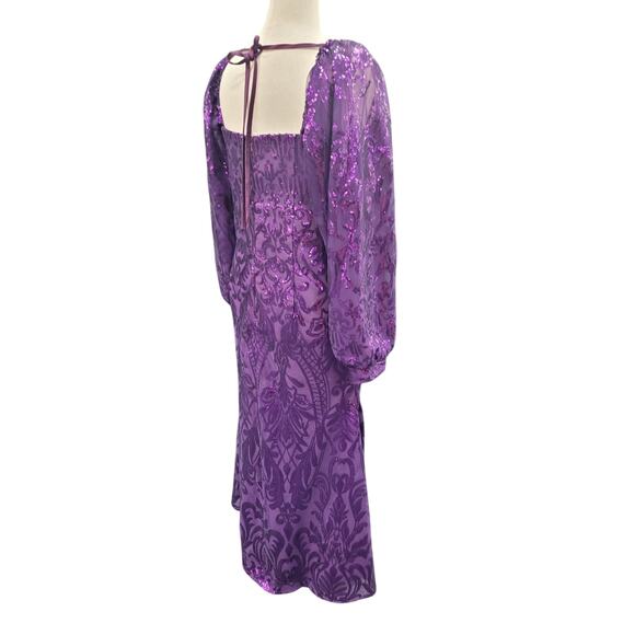 NWT Long Sleeved Patterned Sequin Gown in Purple - Picture 9 of 11
